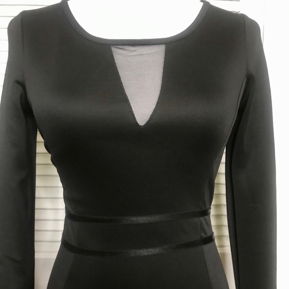 Black Long Sleeve Knee-Length Bodycon Dress - M - Picture 4 of 6